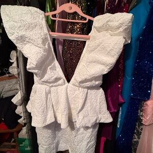 MARBLE White Textured Mini Dress